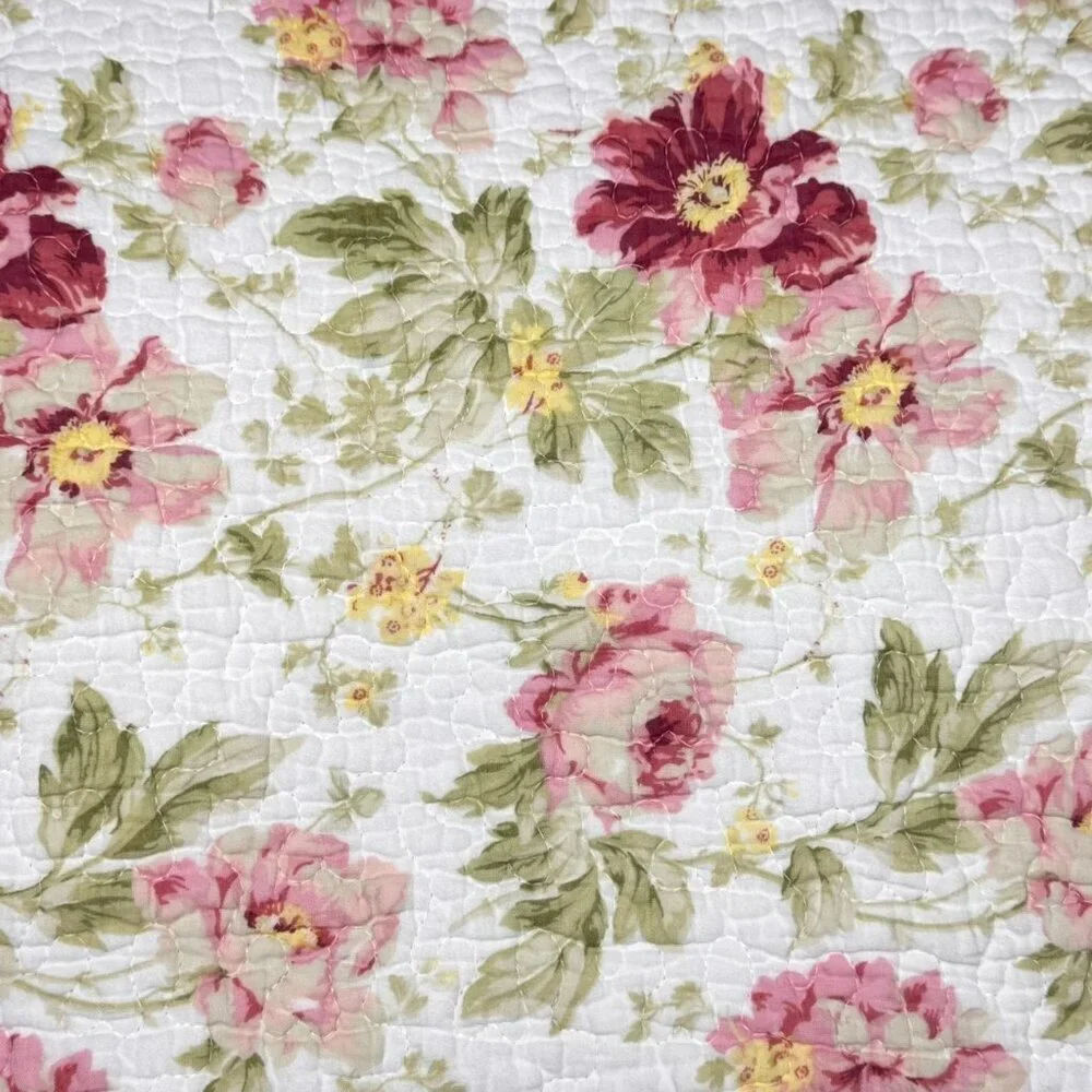 VTG Laura Ashley Reversible Floral Quilt Bedspread Coverlet Queen Cottage Boho